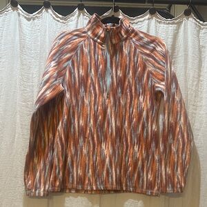 Eddie Bauer Striped Orange, blue and rose fleece pullover